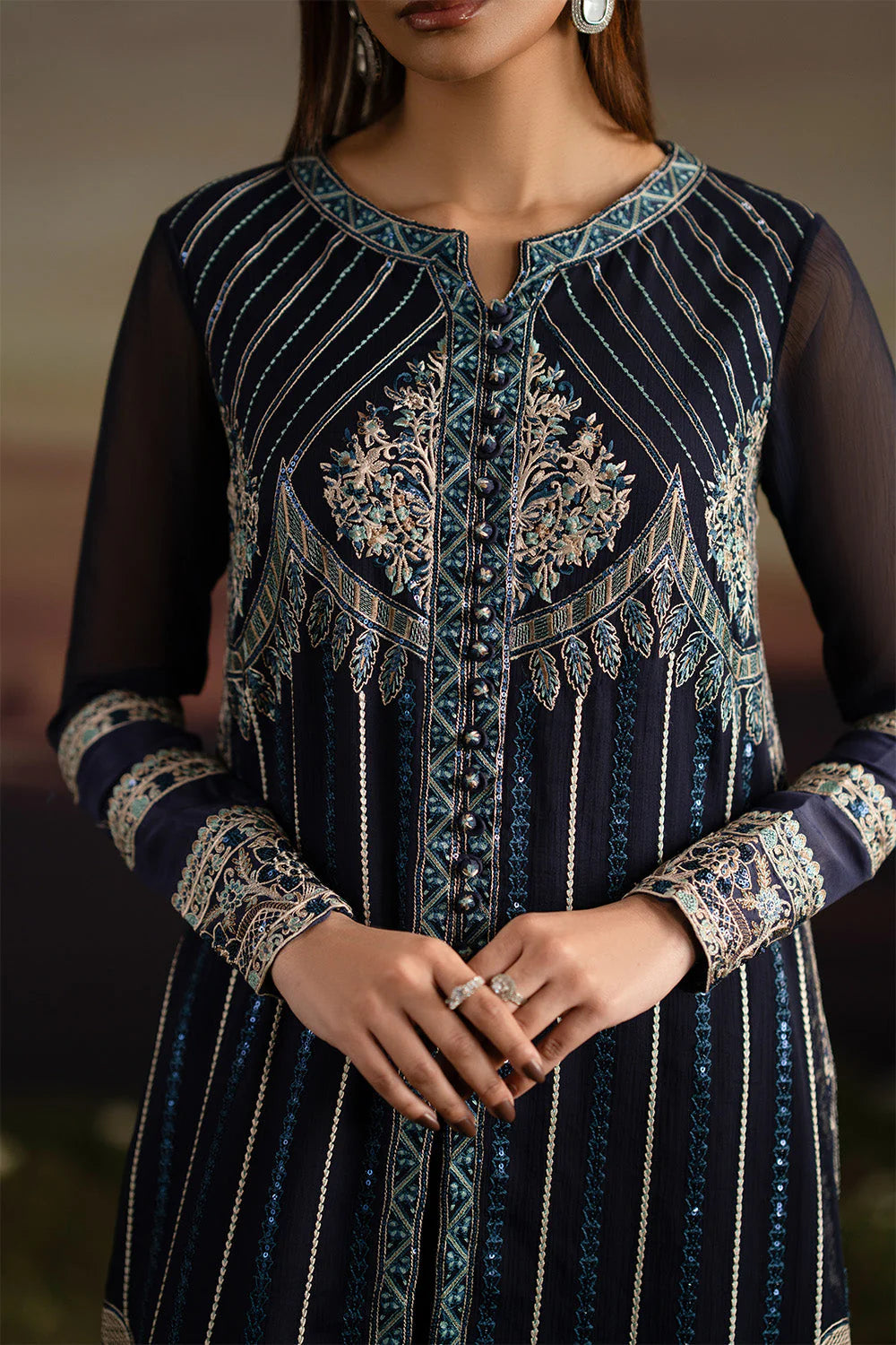Maryum N Maria - 3-Piece-Embroiderd-Chiffon INDU