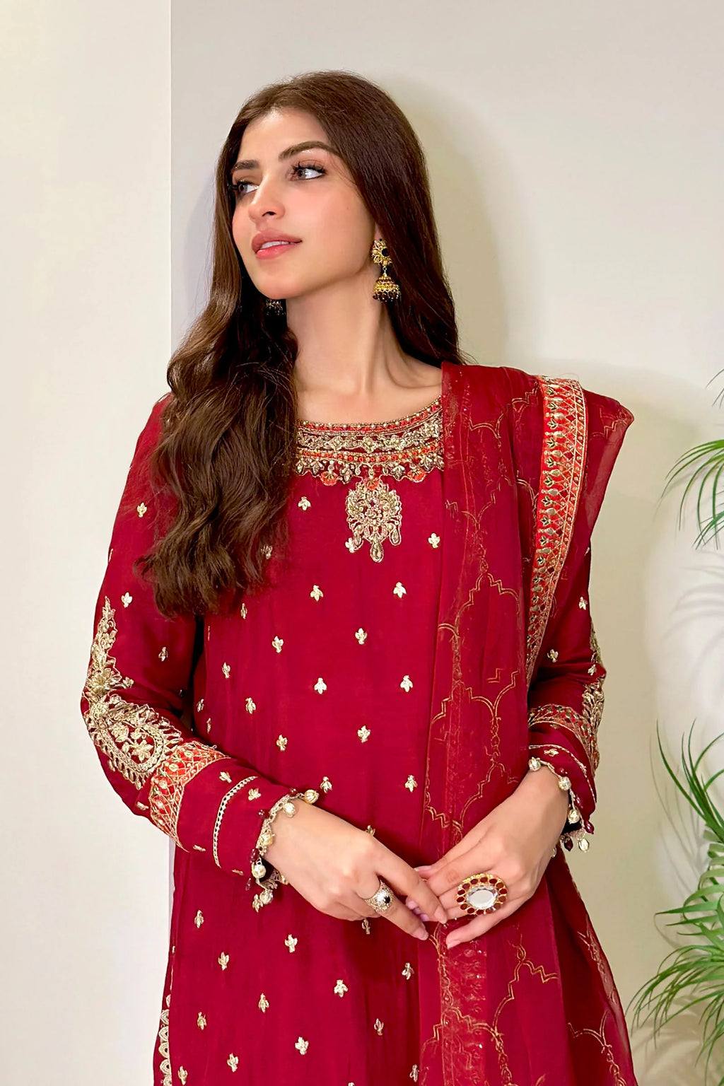 Maria.B. - 3 Piece Embroidered Raw Silk Suit