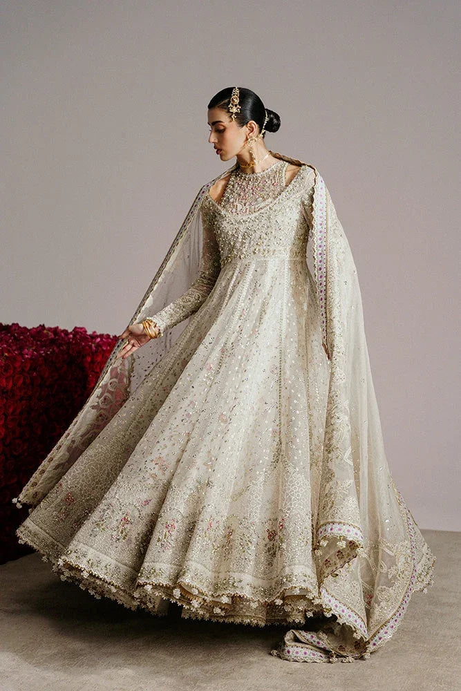 "Mirha Collections Suffuse Ishani floral embroidered heavily embellished wedding formal shirt with trousers and dupatta three-piece set."
