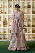 "Mirha Collections Suffuse Israna floral embroidered heavily embellished wedding formal shirt with trousers and dupatta three-piece set."