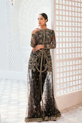 "Mirha Collections Mysie by Tahira Lata intricately embroidered heavily embellished luxury formal set with trousers and dupatta."