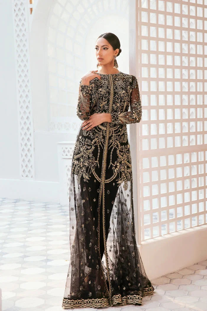 "Mirha Collections Mysie by Tahira Lata intricately embroidered heavily embellished luxury formal set with trousers and dupatta."