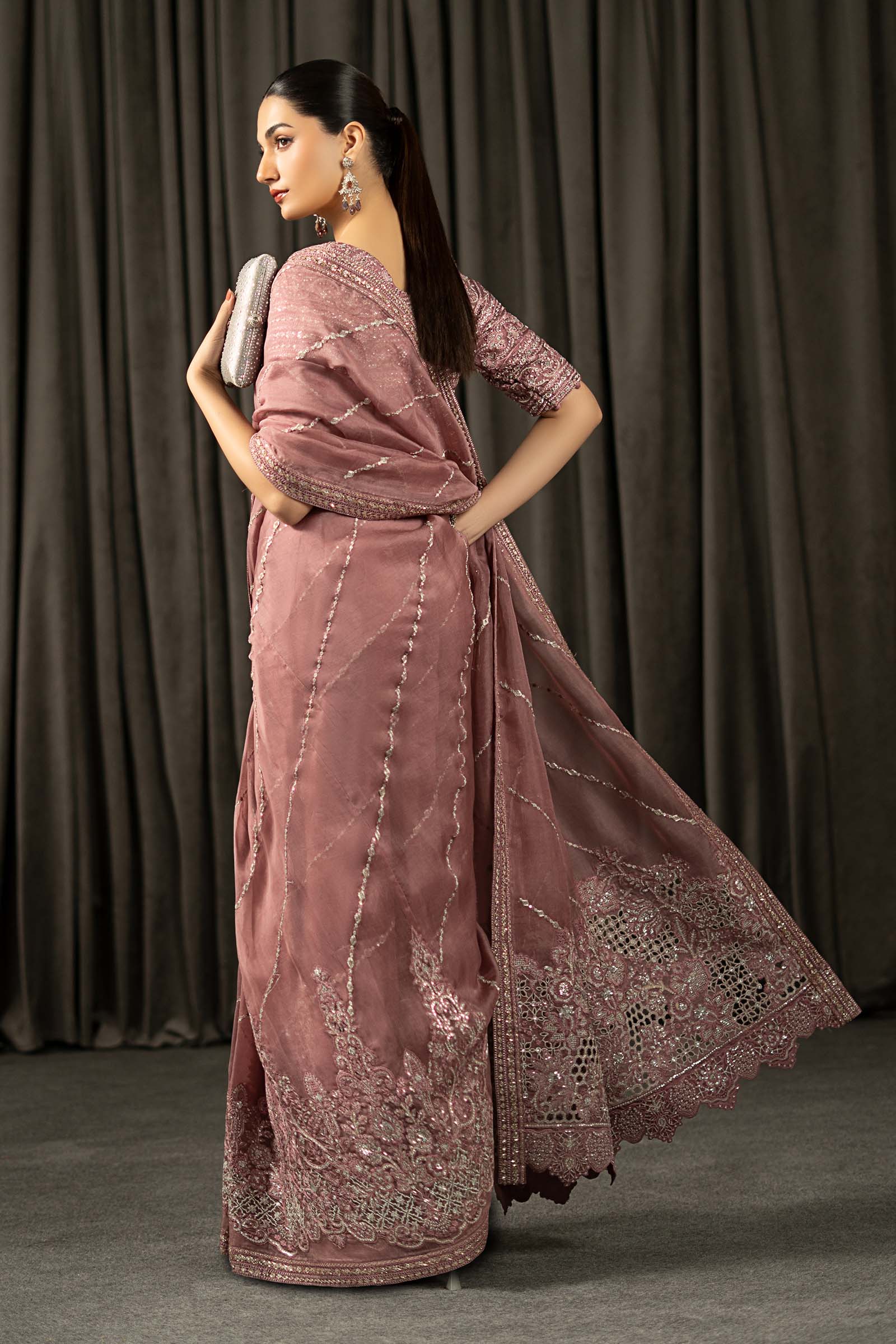 Maria.B. - Embroidered Organza Saree