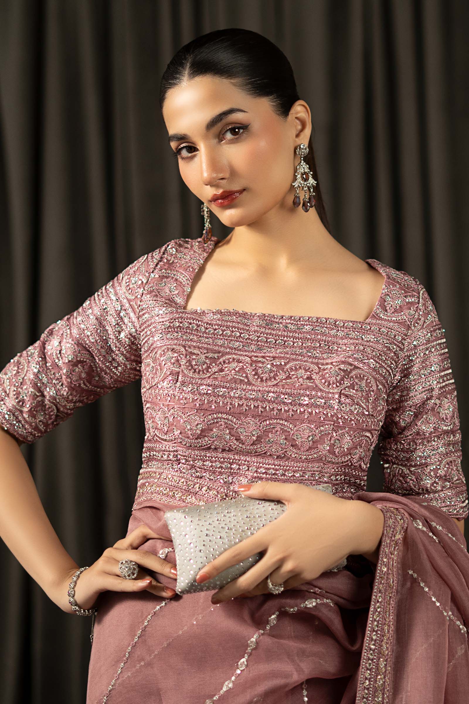 Maria.B. - Embroidered Organza Saree