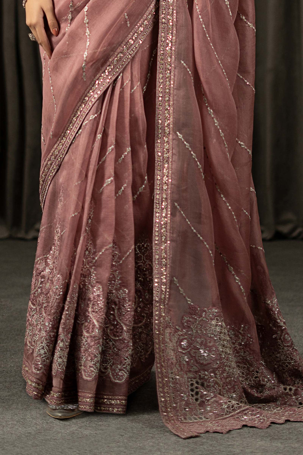 Maria.B. - Embroidered Organza Saree