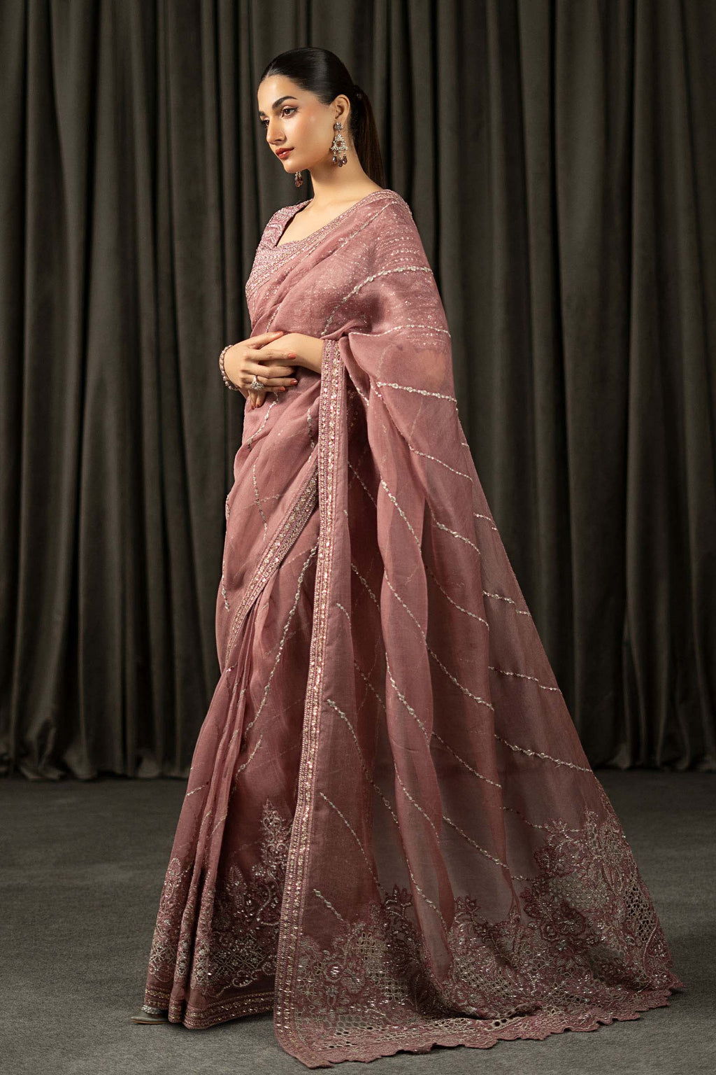 Maria.B. - Embroidered Organza Saree