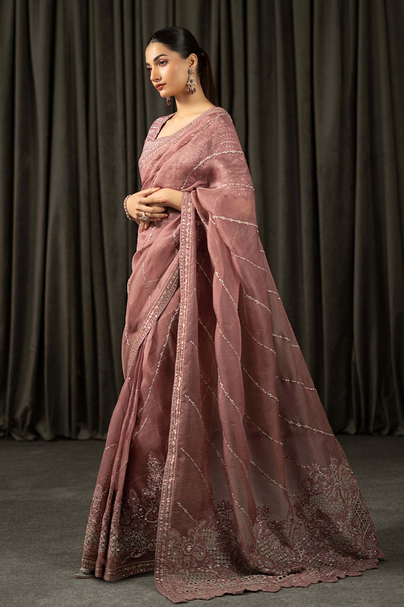 Maria.B. - Embroidered Organza Saree