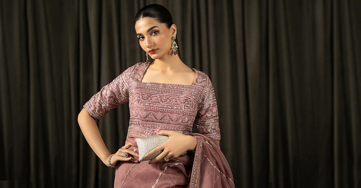 Maria.B. - Embroidered Organza Saree