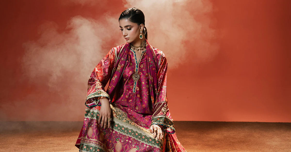 Maria.B. - Embroidered Satin Silk Suit