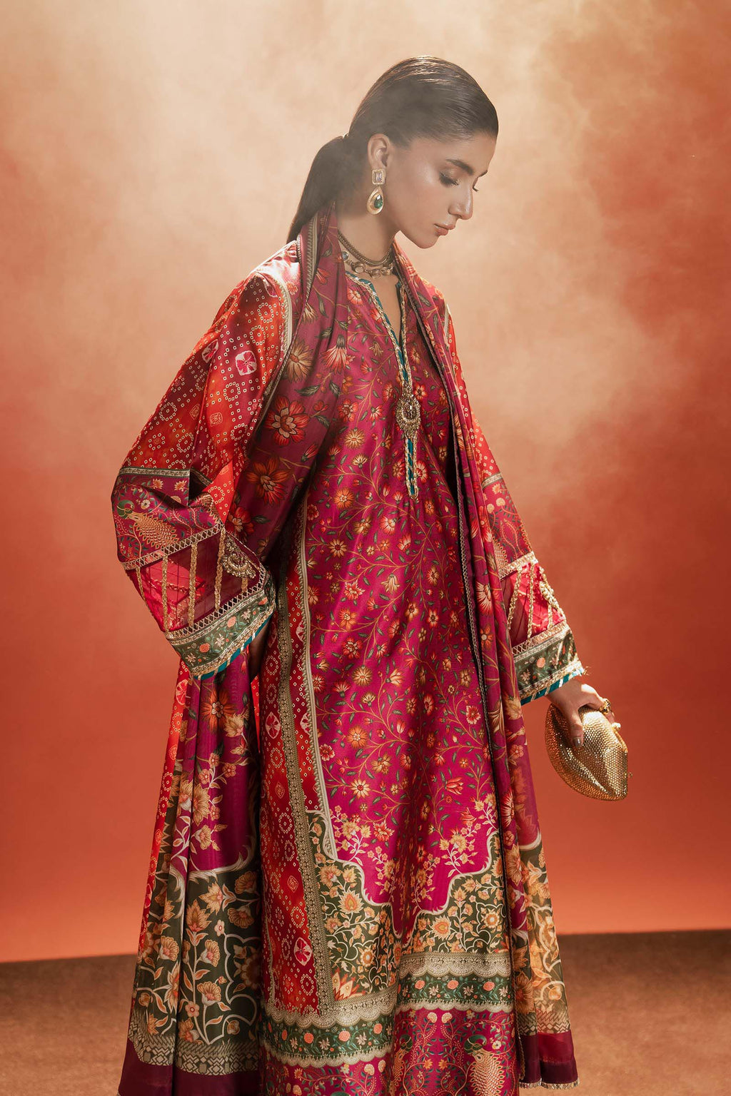 Maria.B. - Embroidered Satin Silk Suit