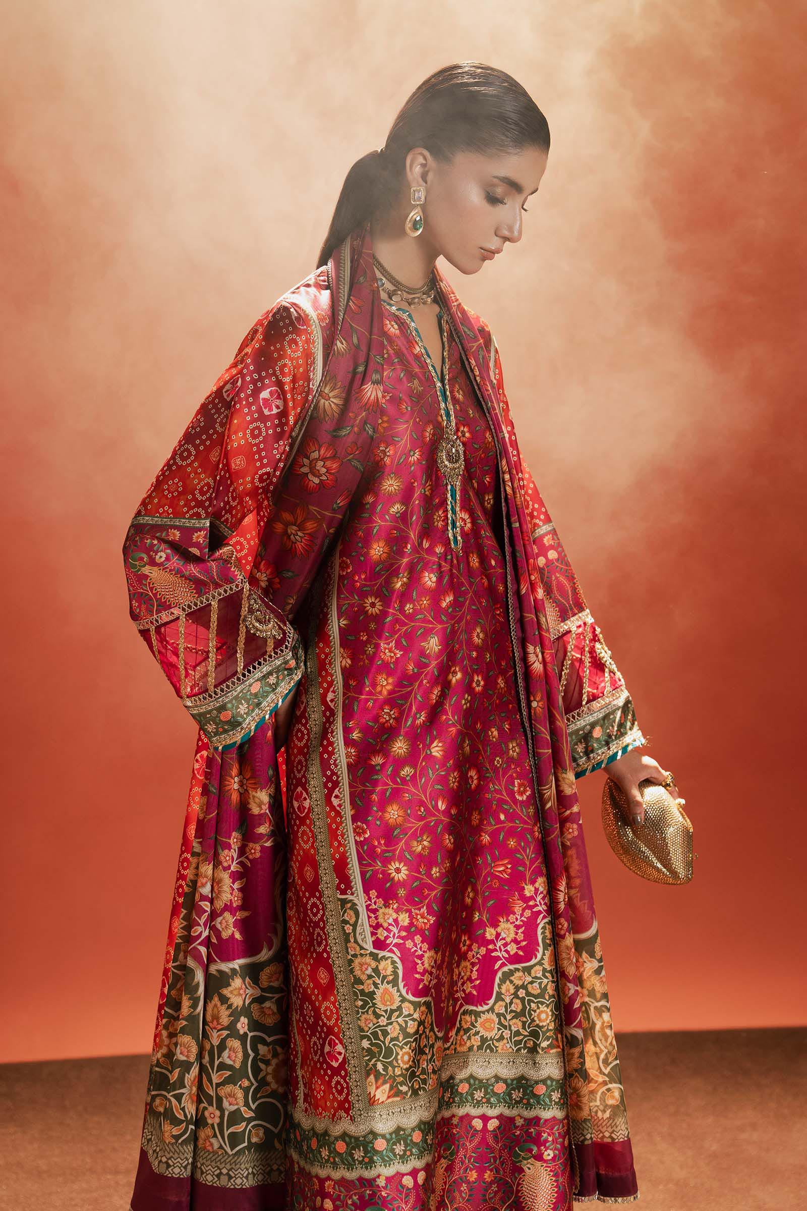 Maria.B. - Embroidered Satin Silk Suit