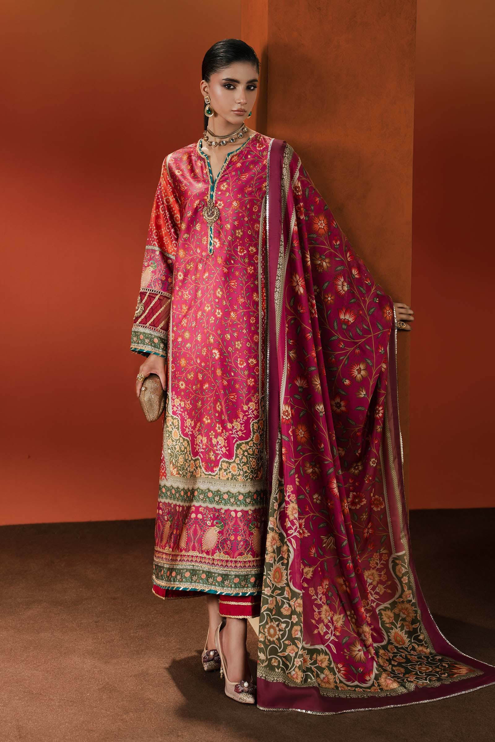 Maria.B. - Embroidered Satin Silk Suit