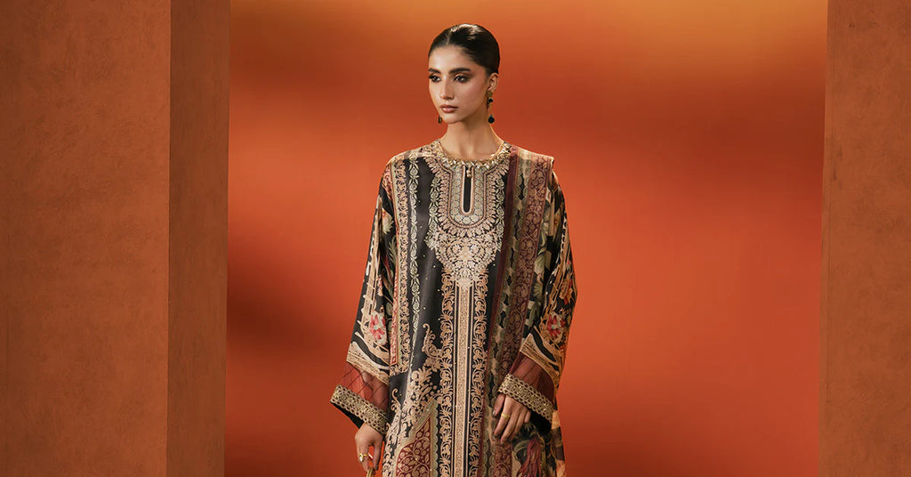 Maria.B. - Embroidered Satin Silk Suit