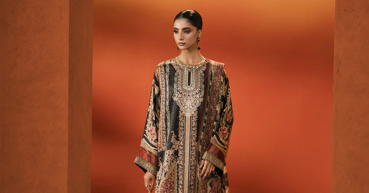 Maria.B. - Embroidered Satin Silk Suit