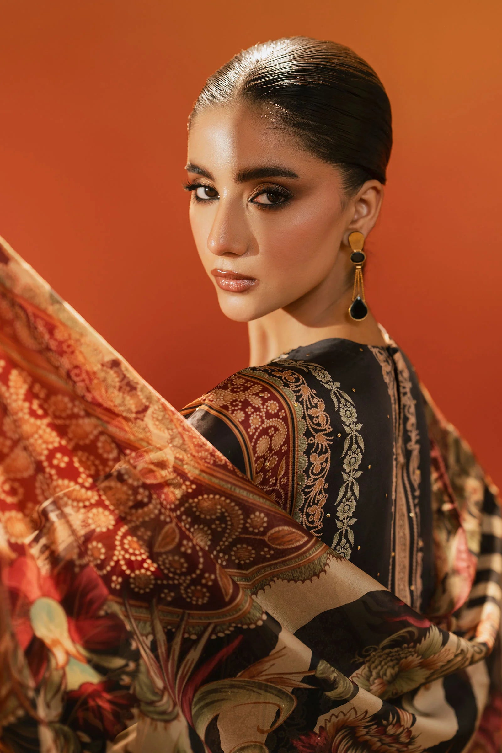 Maria.B. - Embroidered Satin Silk Suit