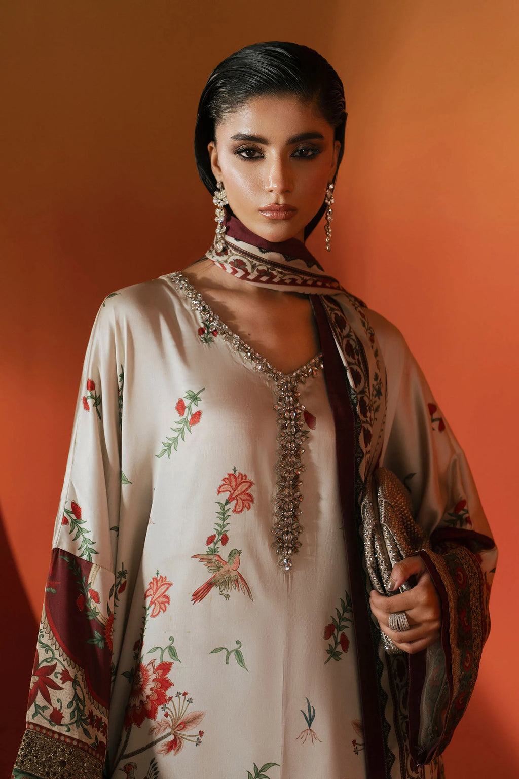 Maria.B. - Embellished Satin Silk Suit