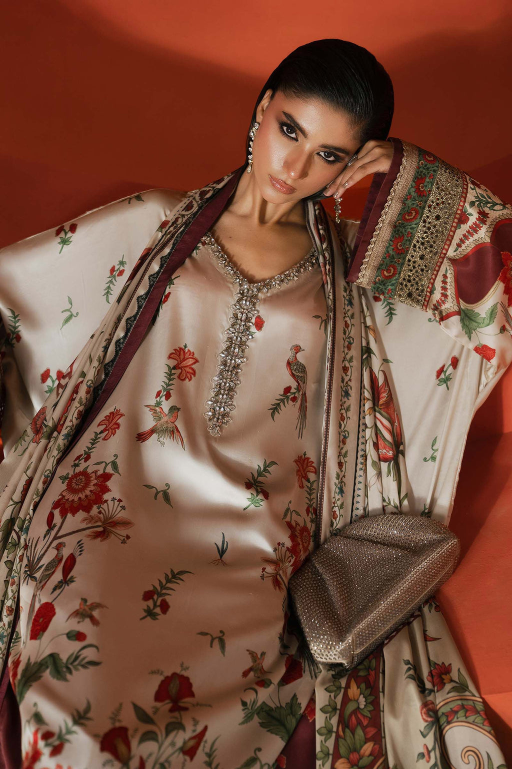 Maria.B. - Embellished Satin Silk Suit