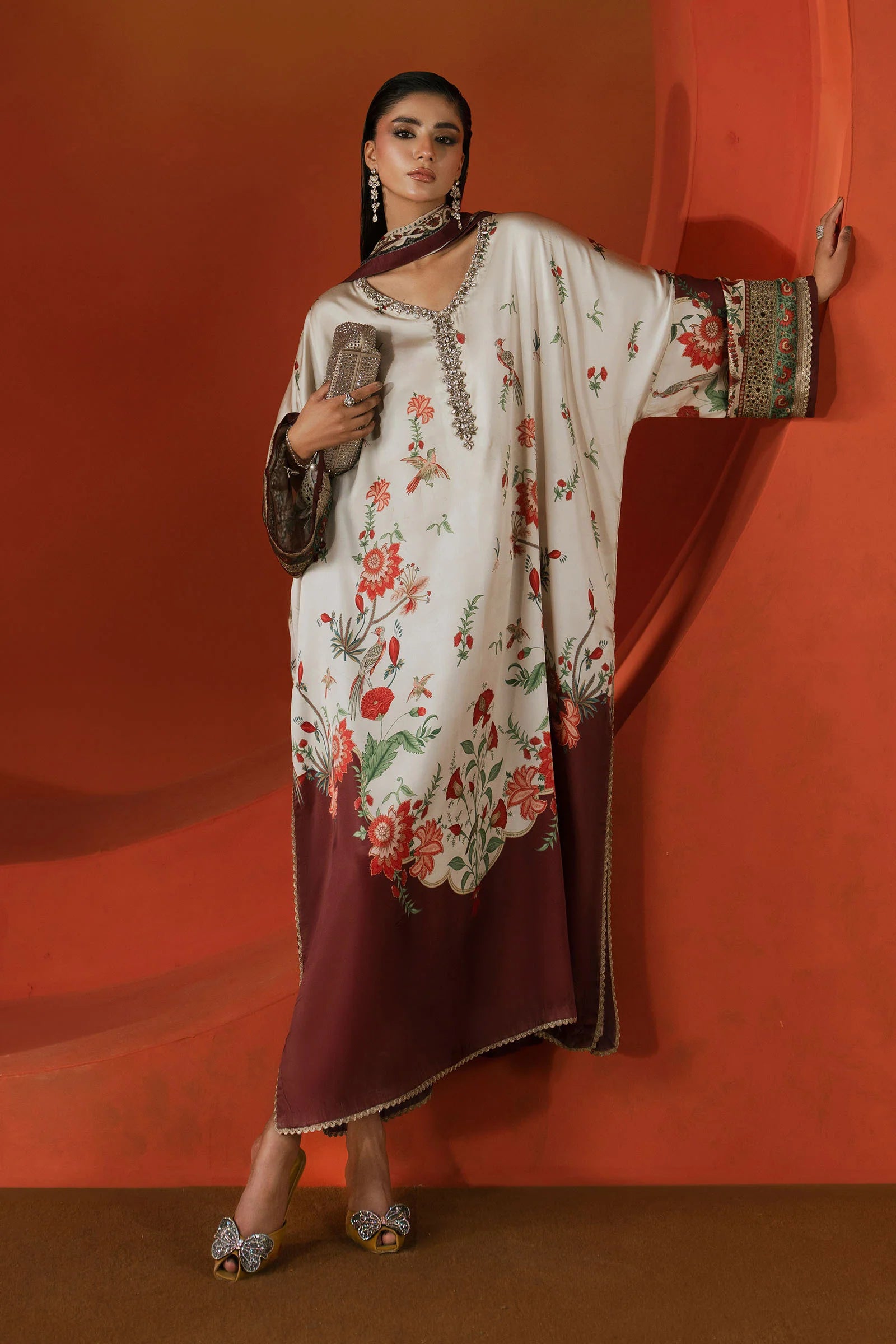 Maria.B. - Embellished Satin Silk Suit
