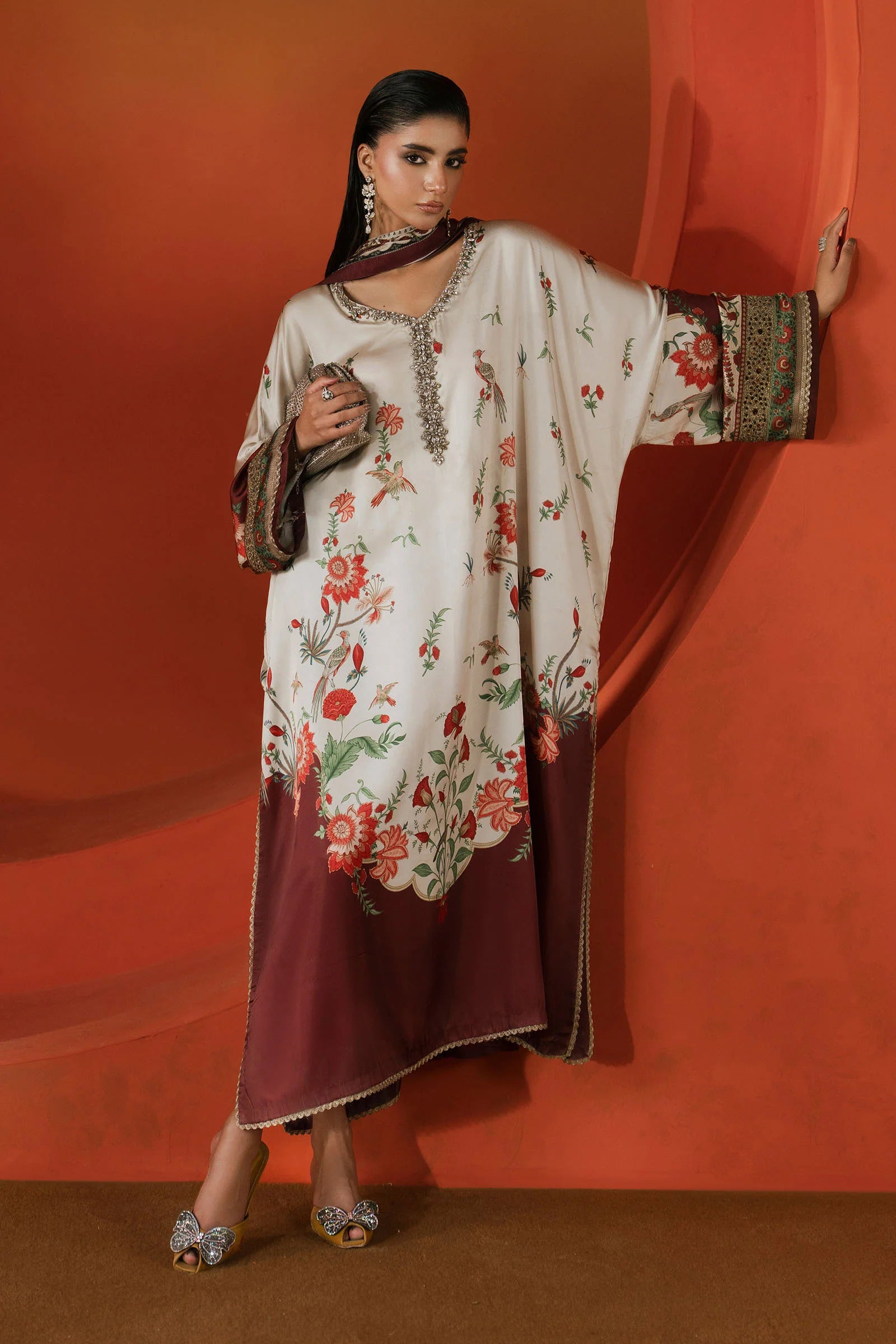 Maria.B. - Embellished Satin Silk Suit