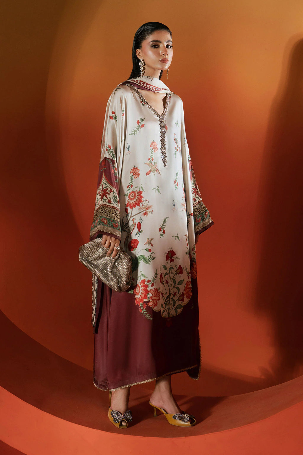 Maria.B. - Embellished Satin Silk Suit