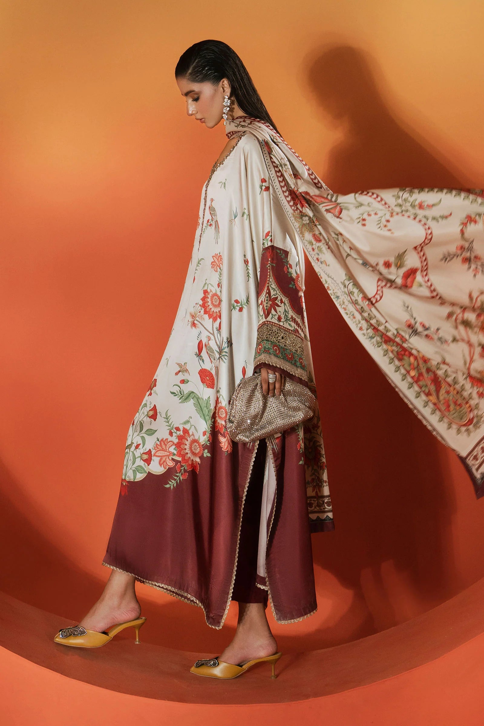 Maria.B. - Embellished Satin Silk Suit