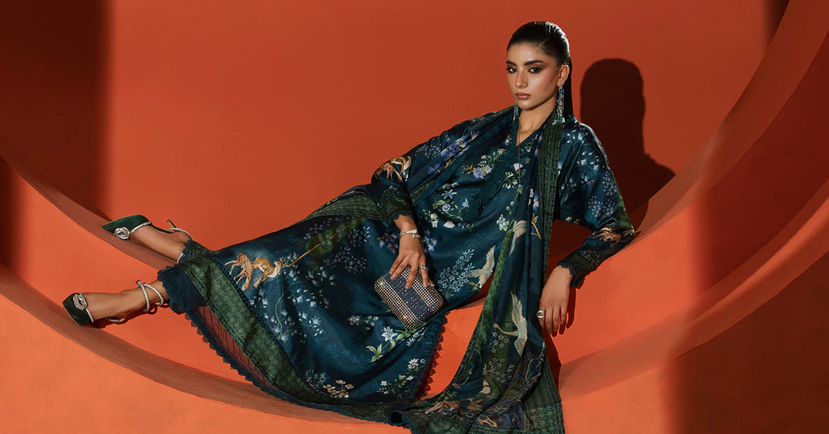 Maria.B. - Printed Satin Silk Suit