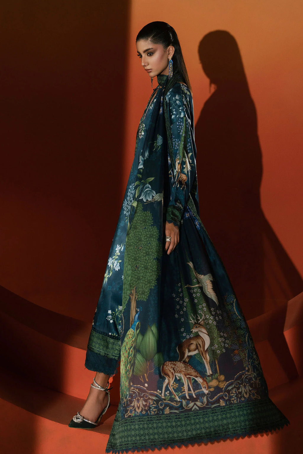 Maria.B. - Printed Satin Silk Suit