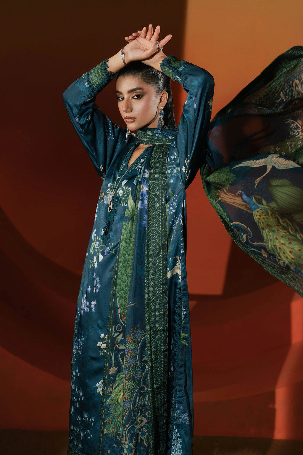 Maria.B. - Printed Satin Silk Suit