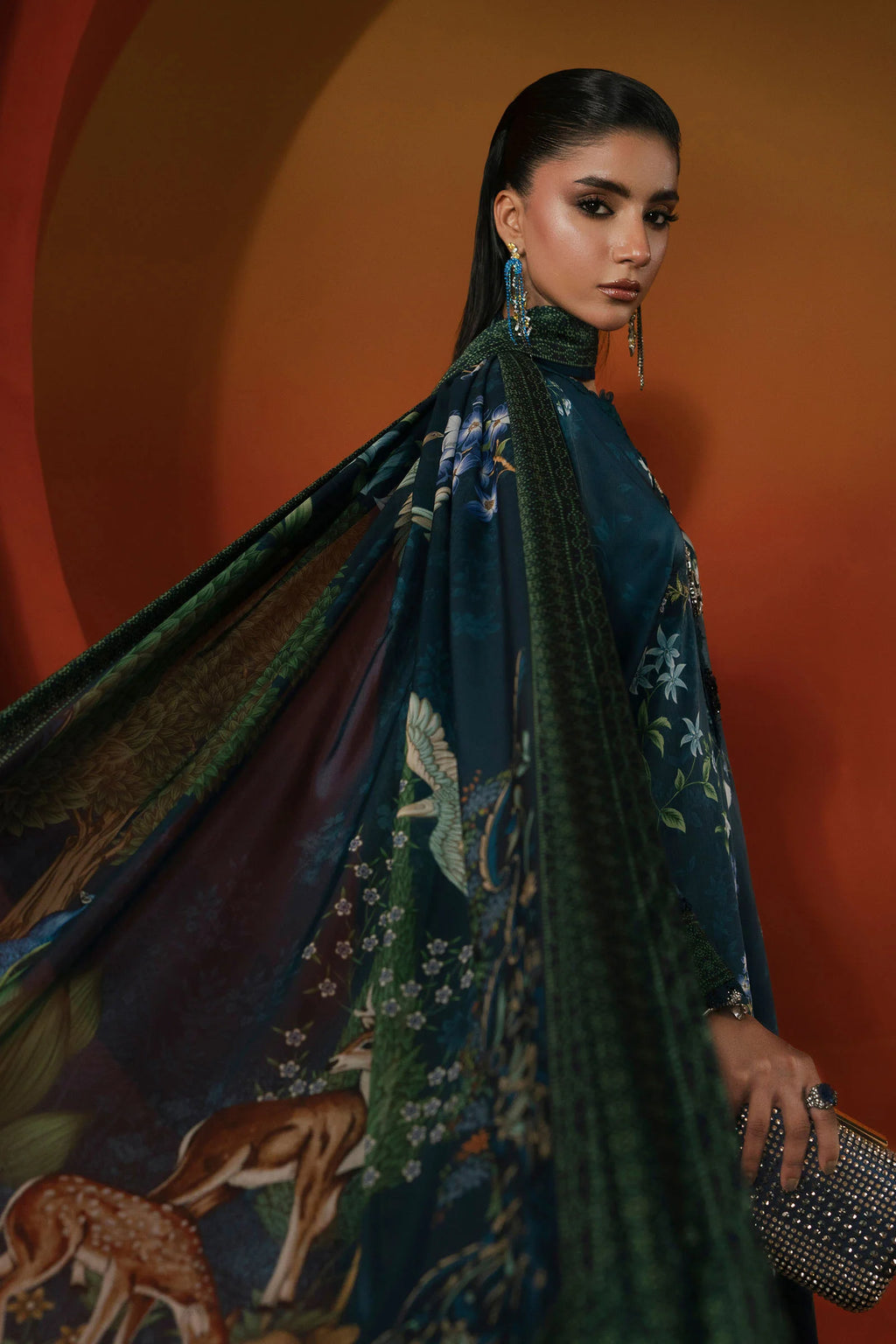 Maria.B. - Printed Satin Silk Suit