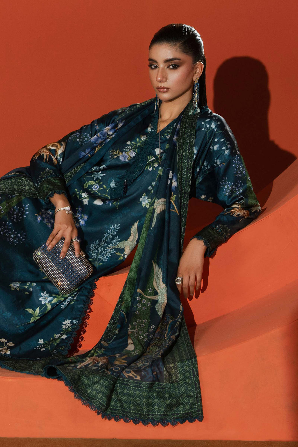 Maria.B. - Printed Satin Silk Suit