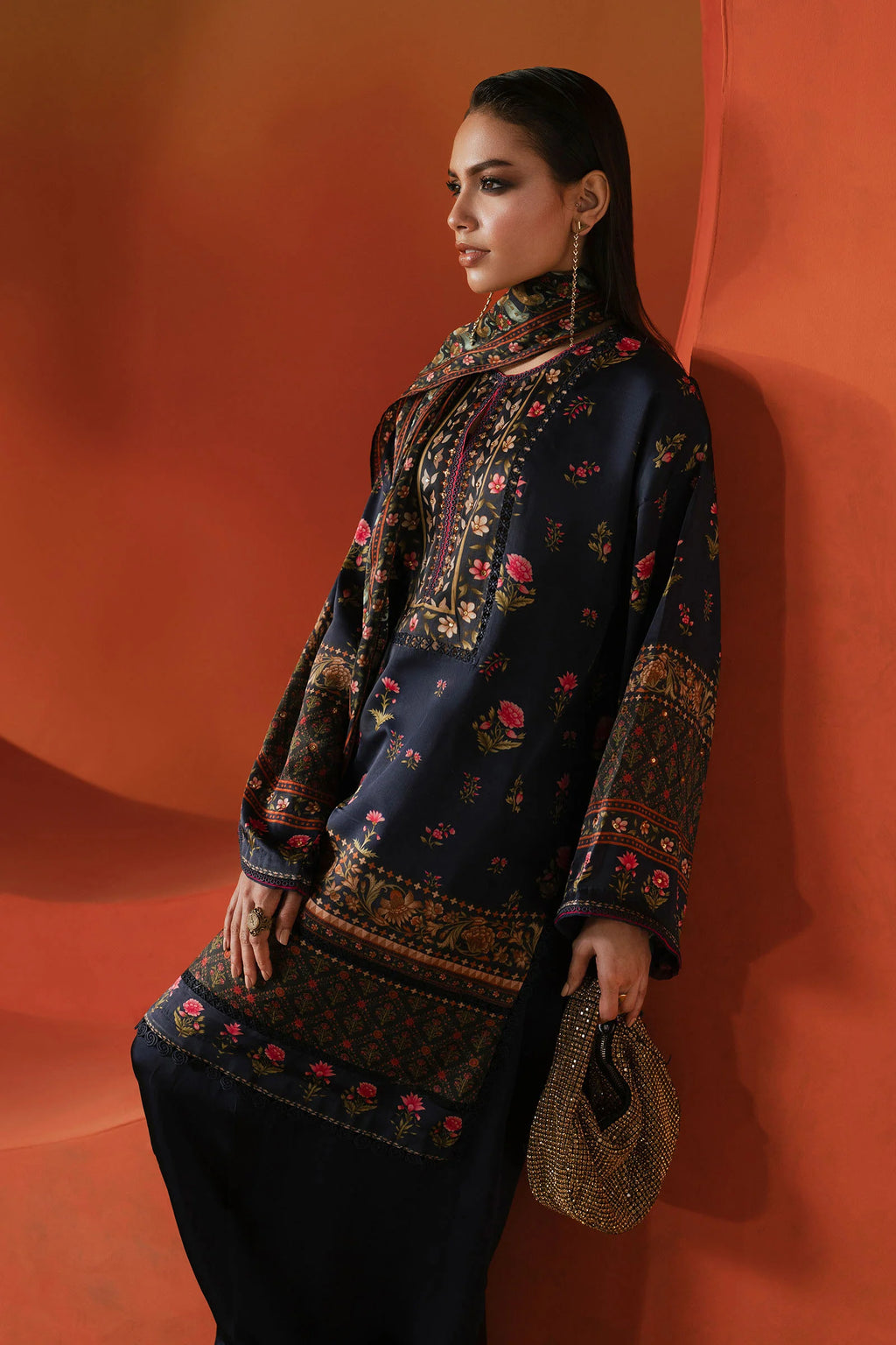 Maria.B. - Printed Satin Silk Suit
