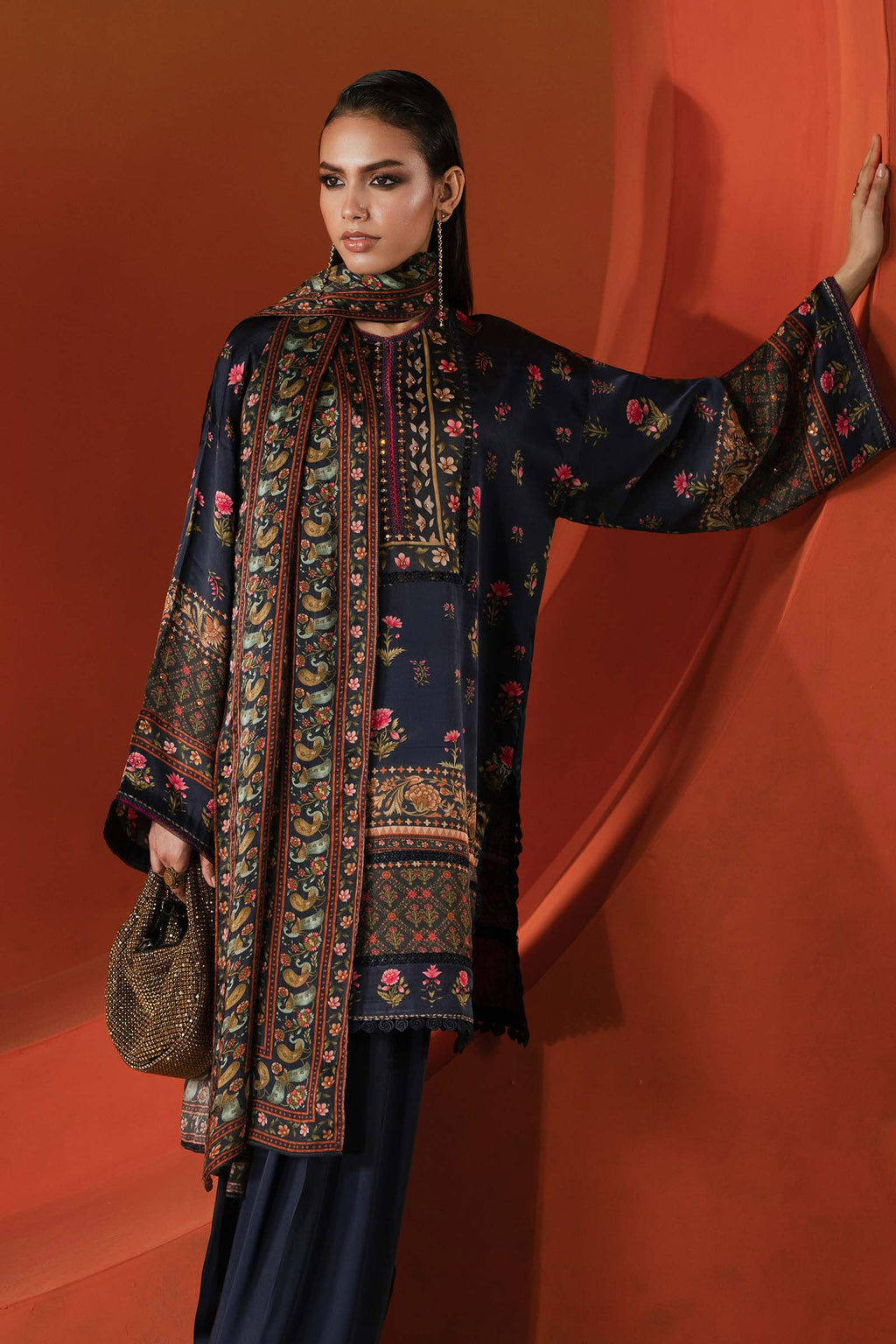 Maria.B. - Printed Satin Silk Suit