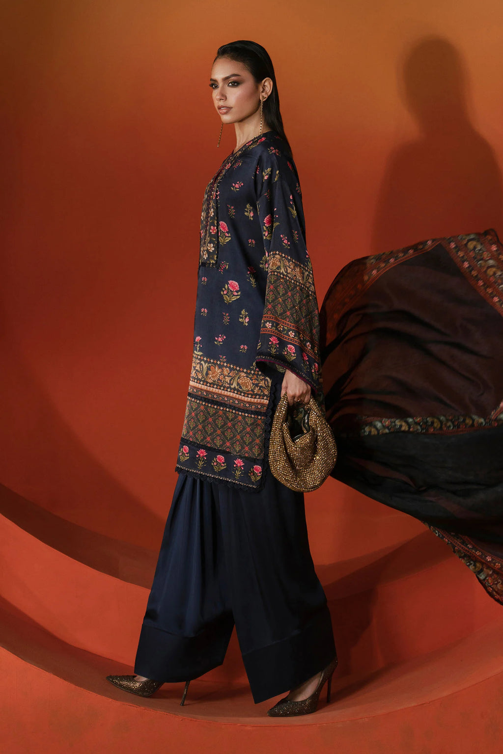 Maria.B. - Printed Satin Silk Suit