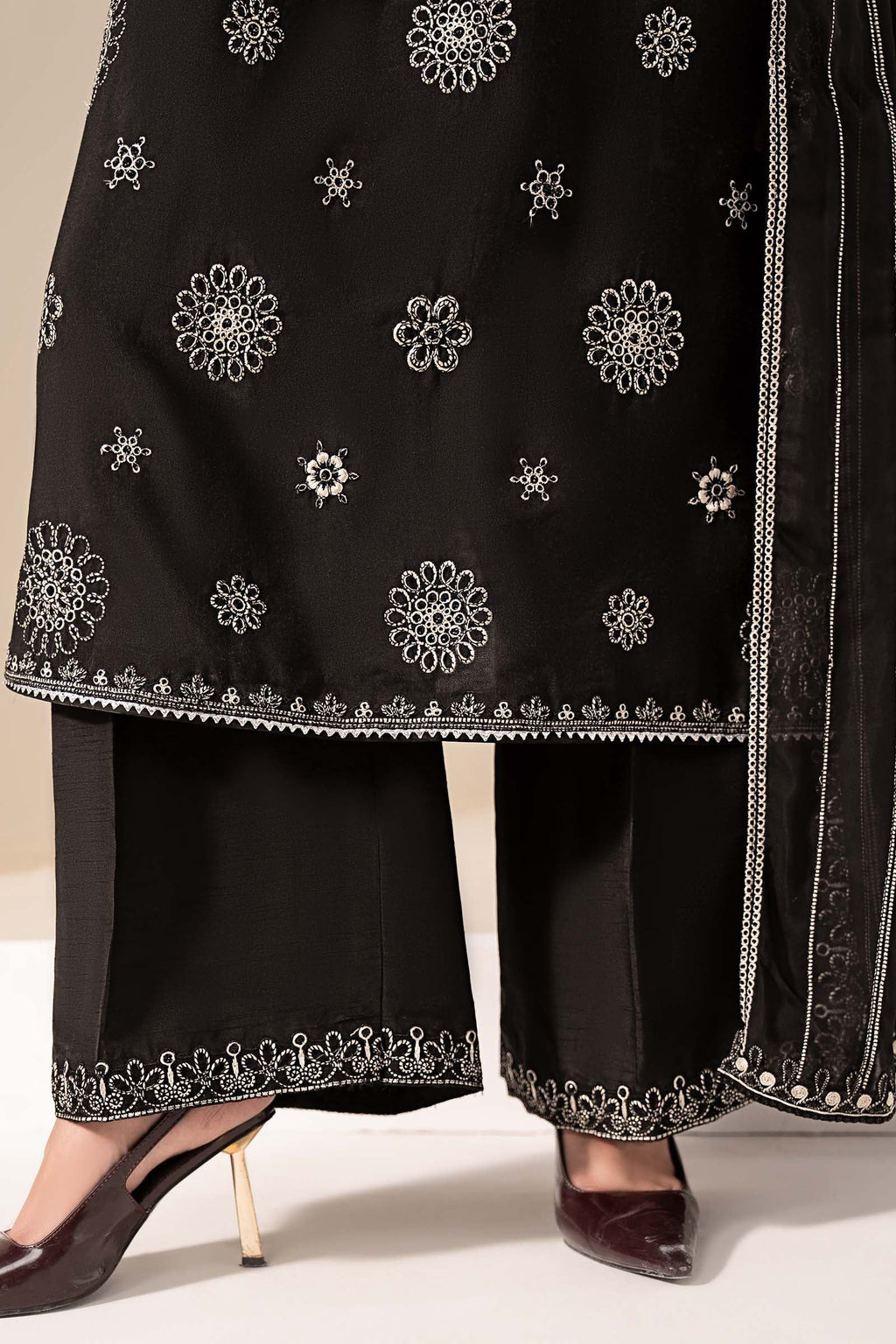 Maria.B.- 3 Piece Embroidered Tissue Staple Suit