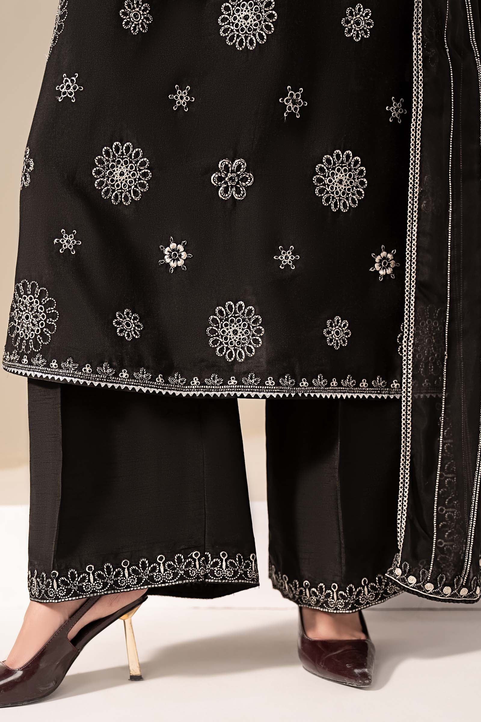 Maria.B.- 3 Piece Embroidered Tissue Staple Suit