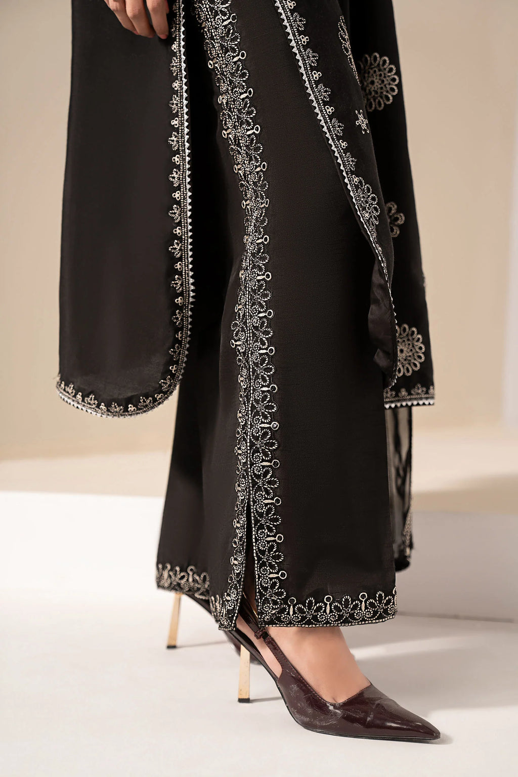 Maria.B.- 3 Piece Embroidered Tissue Staple Suit