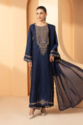 Maria.B. - 3 Piece Embroidered Self Tassel Silk Suit