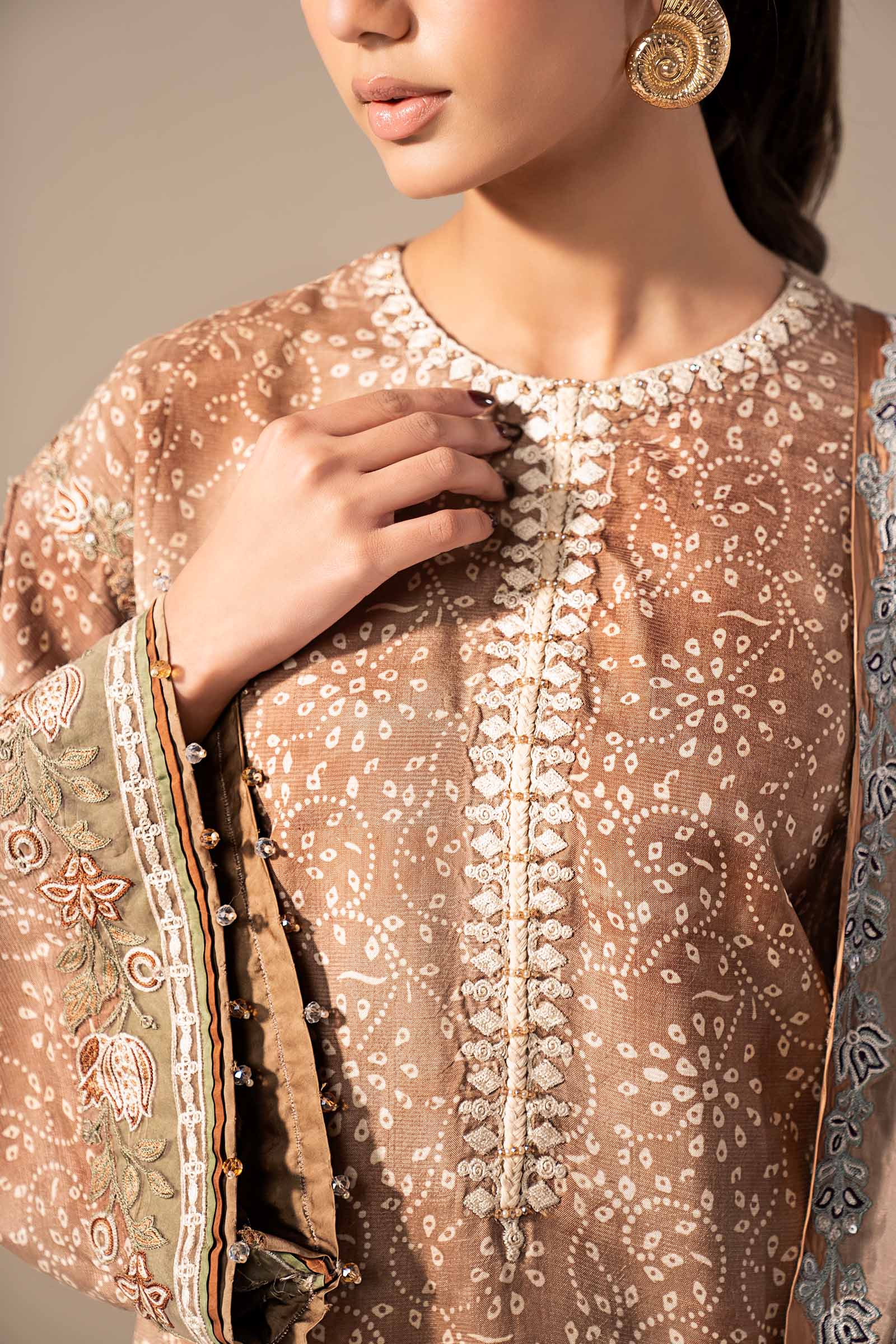 Maria.B. - 3 Piece Embroidered Silk Suit