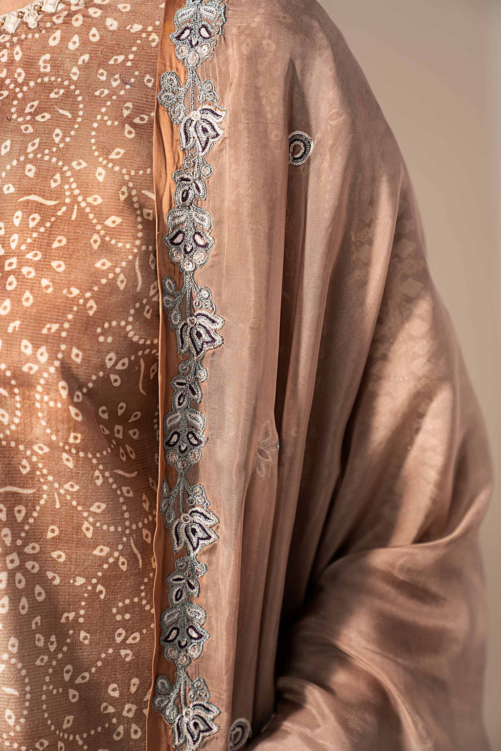 Maria.B. - 3 Piece Embroidered Silk Suit