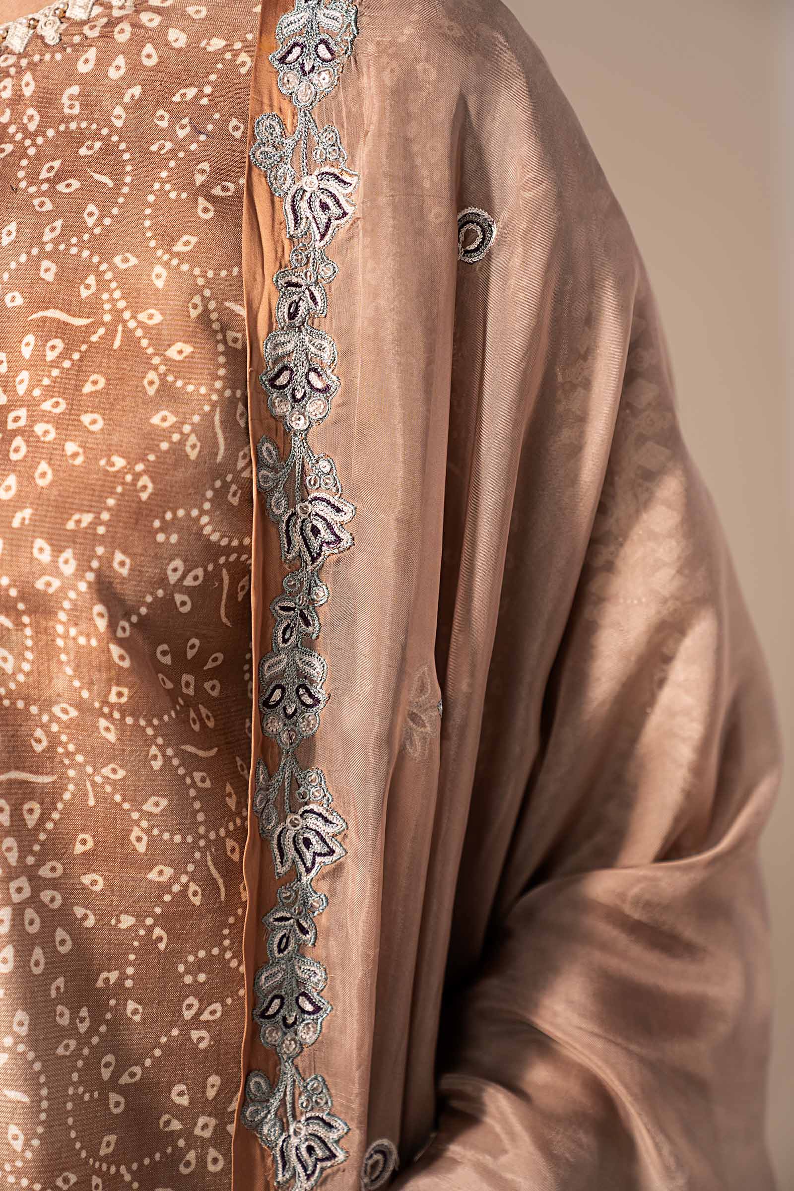 Maria.B. - 3 Piece Embroidered Silk Suit
