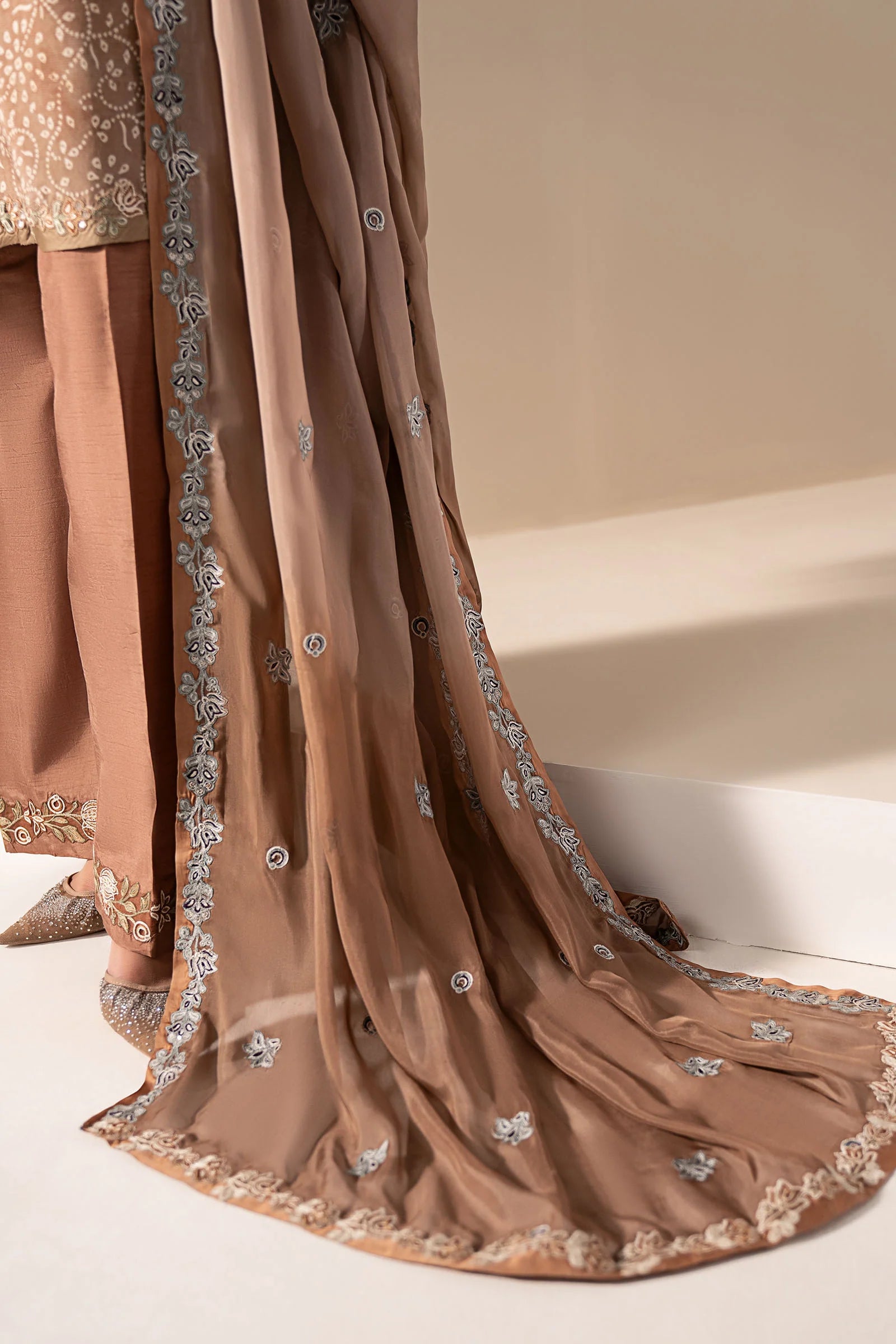 Maria.B. - 3 Piece Embroidered Silk Suit