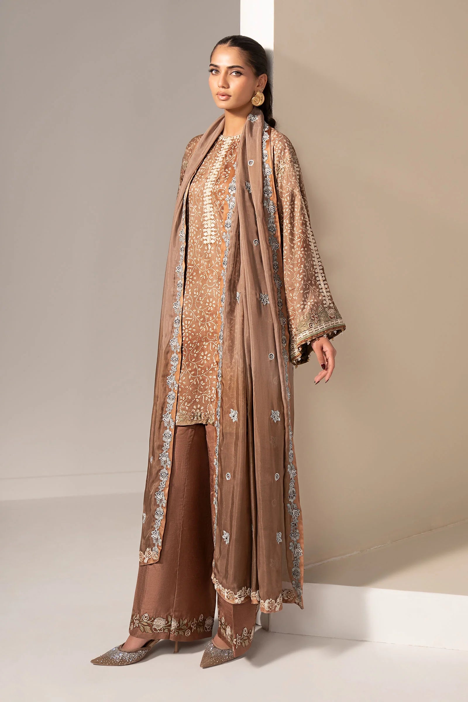 Maria.B. - 3 Piece Embroidered Silk Suit