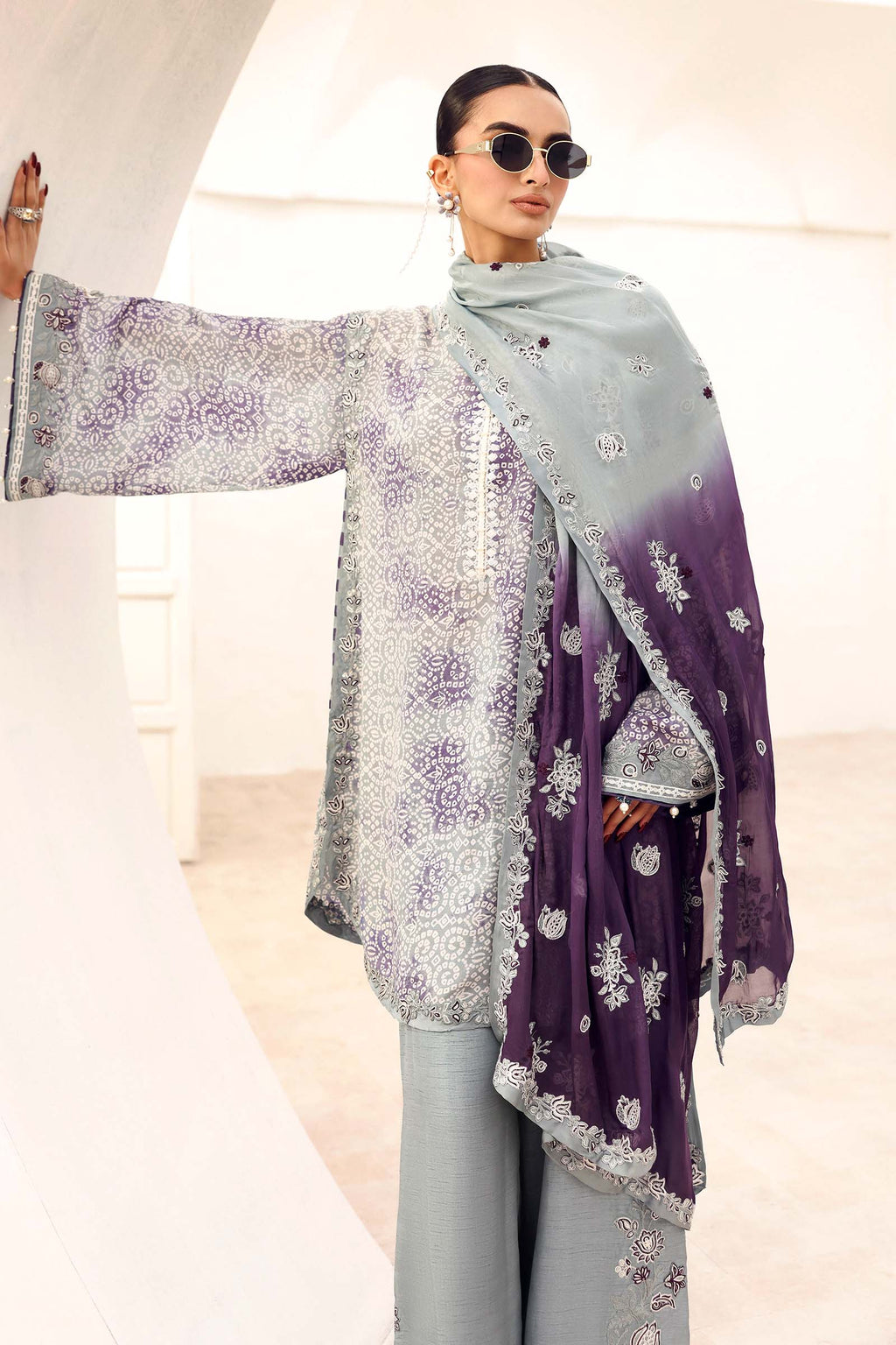 Maria.B. - Embroidered Silk Suit