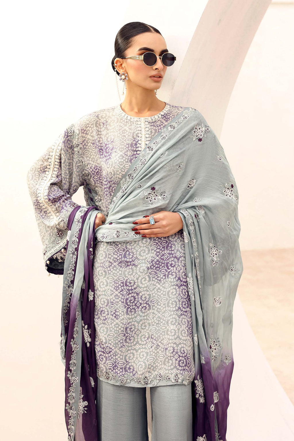 Maria.B. - Embroidered Silk Suit