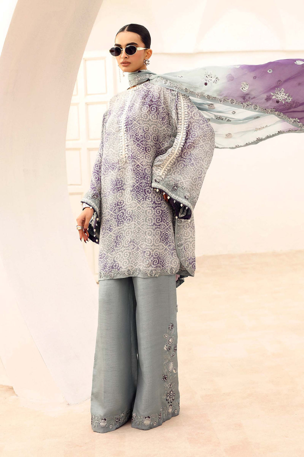 Maria.B. - Embroidered Silk Suit