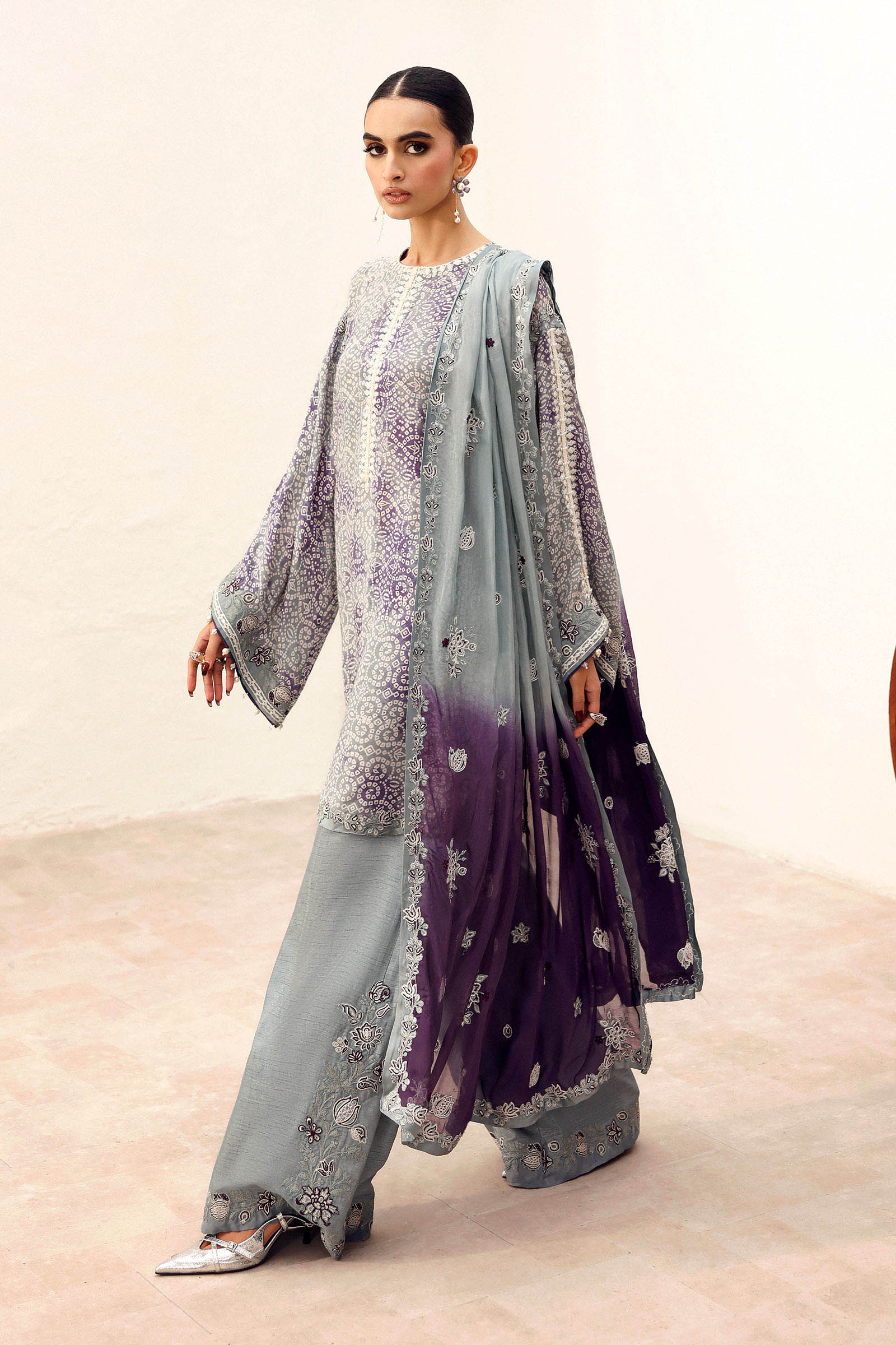 Maria.B. - Embroidered Silk Suit