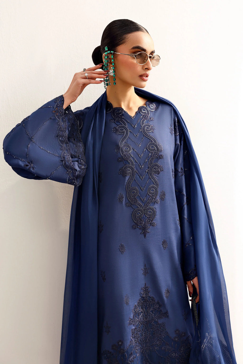 Maria.B. - Embroidered Raw Silk Suit