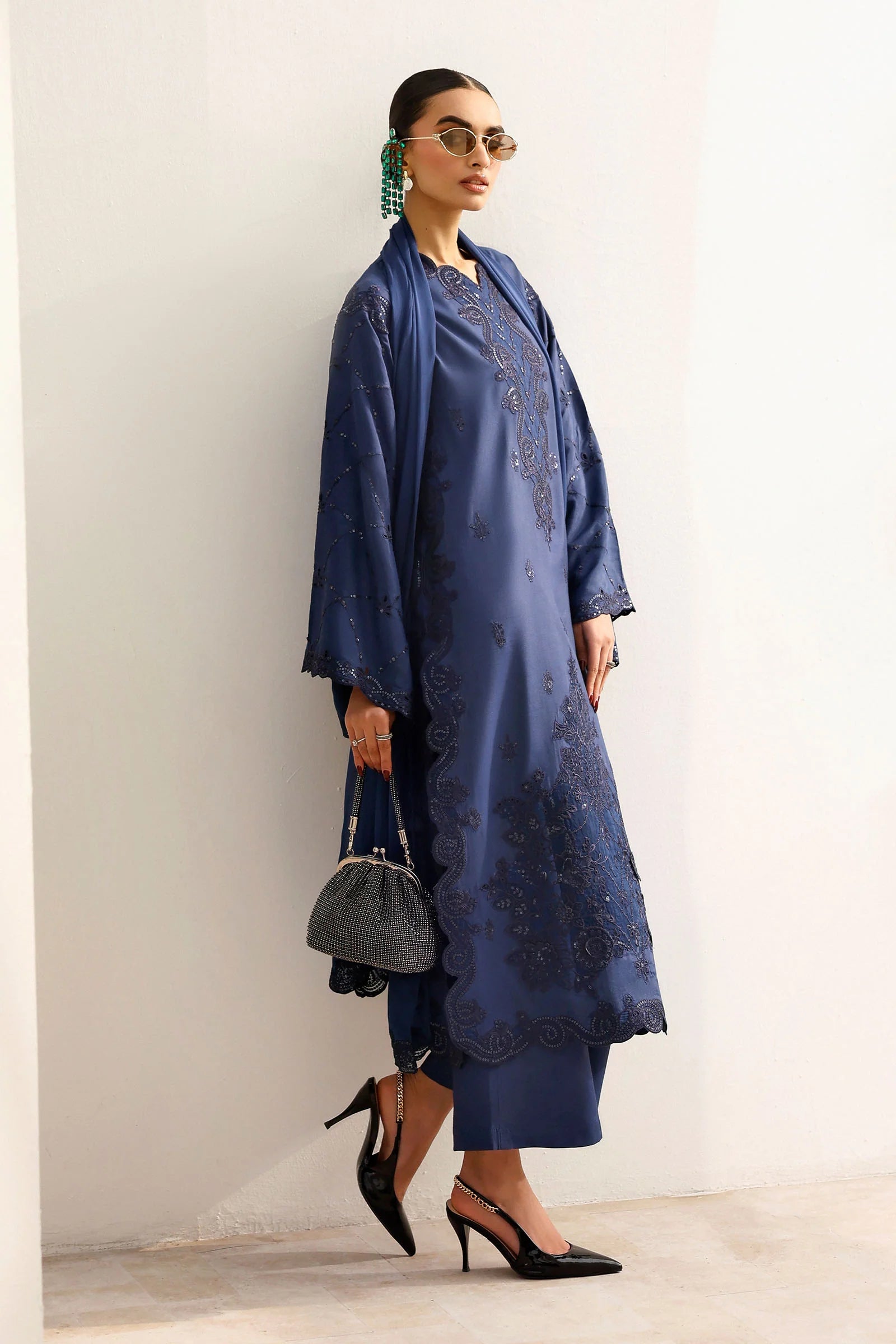Maria.B. - Embroidered Raw Silk Suit