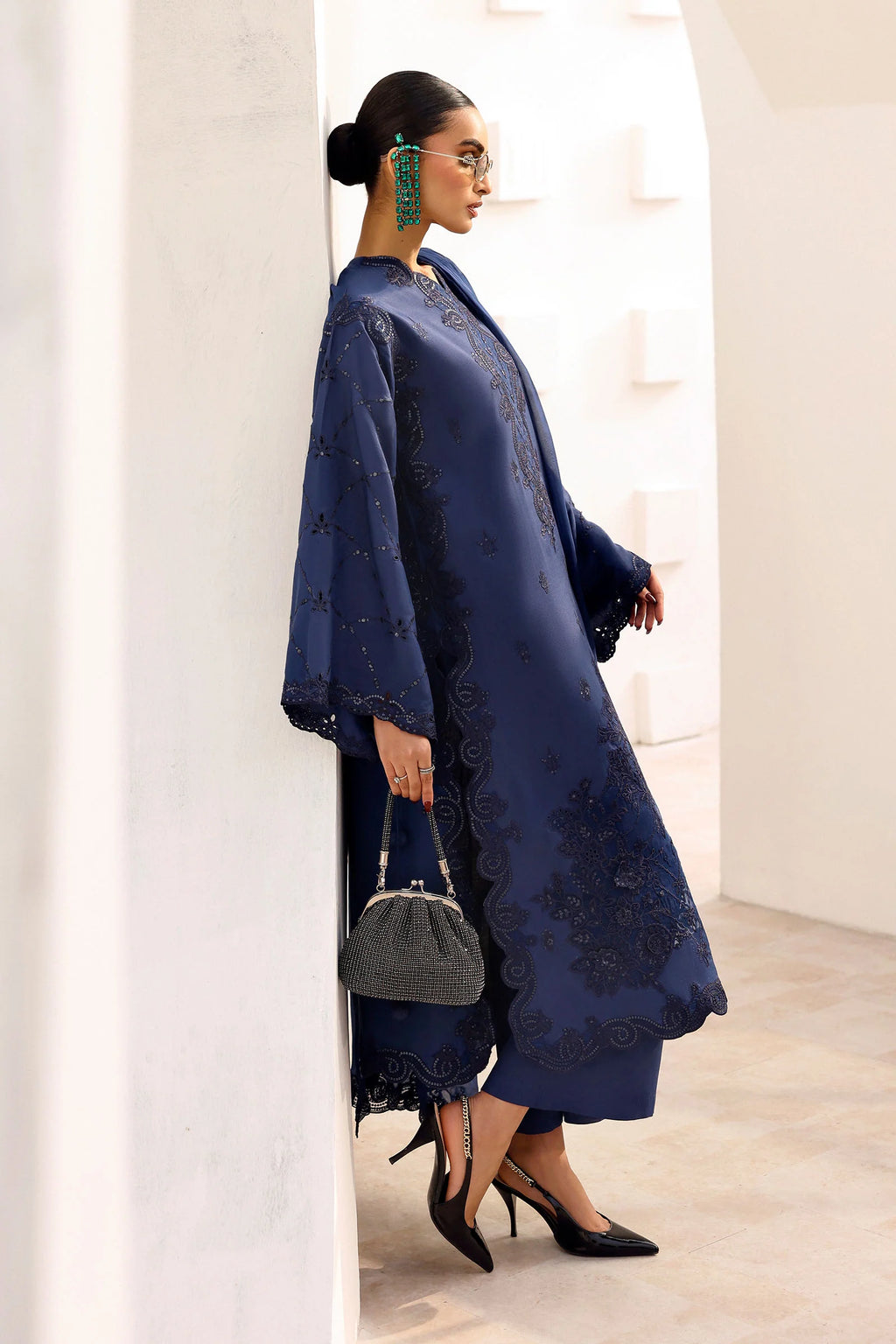 Maria.B. - Embroidered Raw Silk Suit