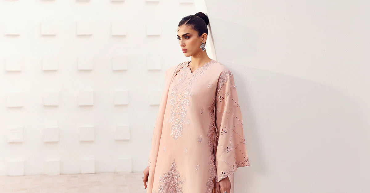 Maria.B. - 3 Piece Embroidered Raw Silk Suit